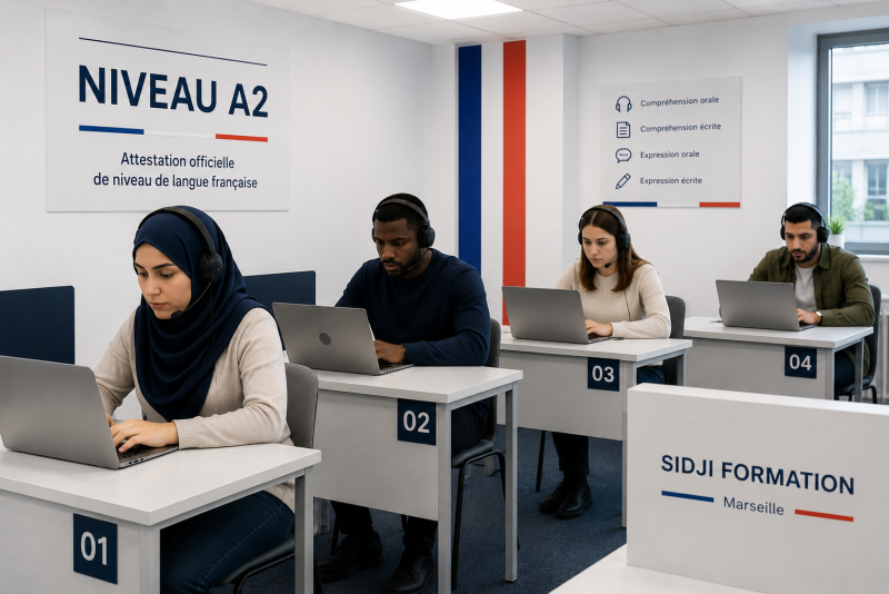 Test niveau A2 en français à Marseille avec SIDJI FORMATION